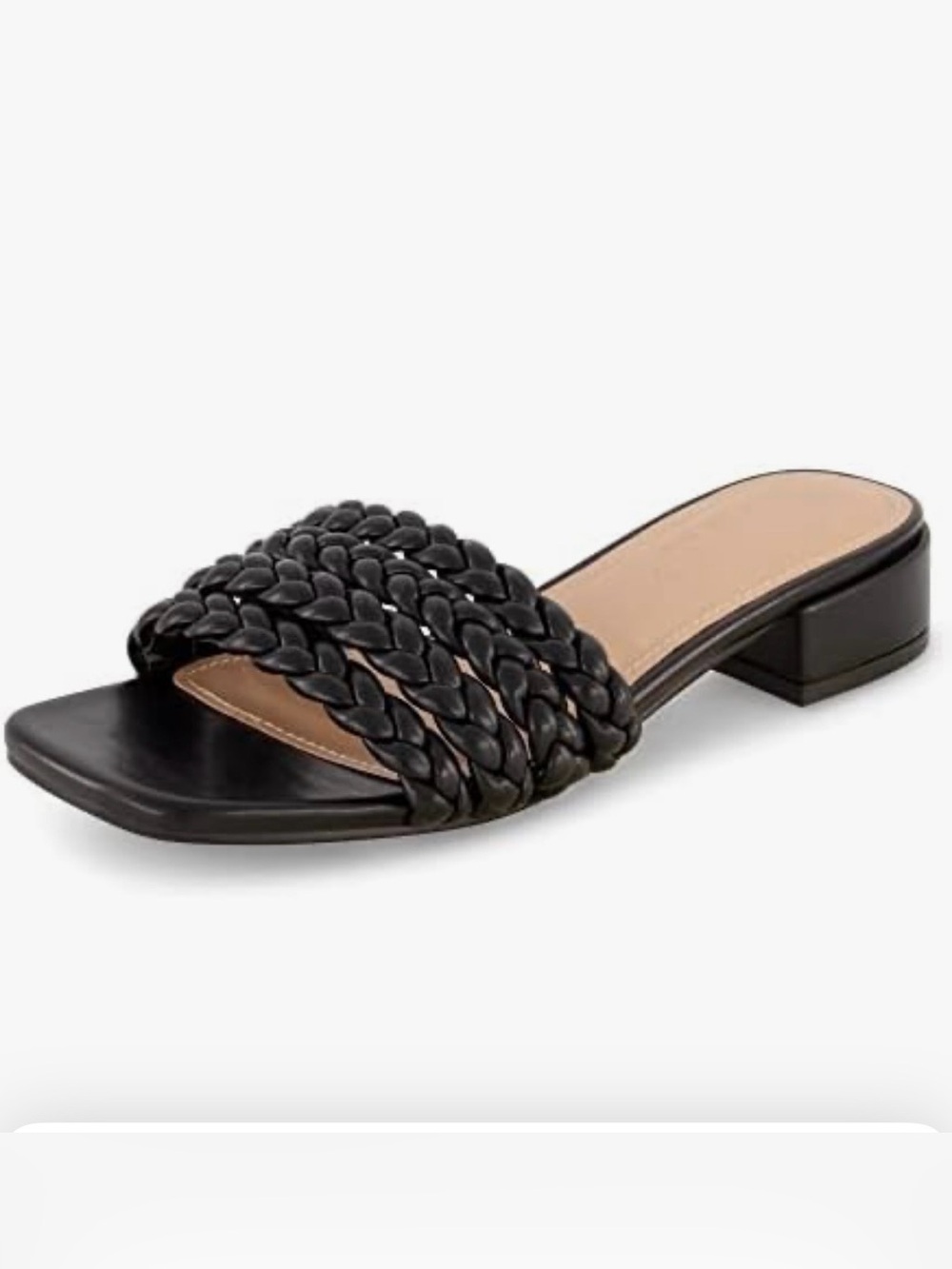 Cushionaire Neery Braided Low Block Heel Slide Sandal Black Size 10M NWOB